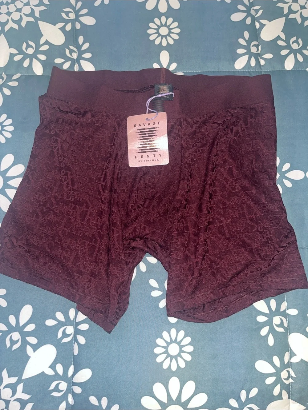 Savage X Fenty Men's Deep Burgundy Lace Boxer Briefs